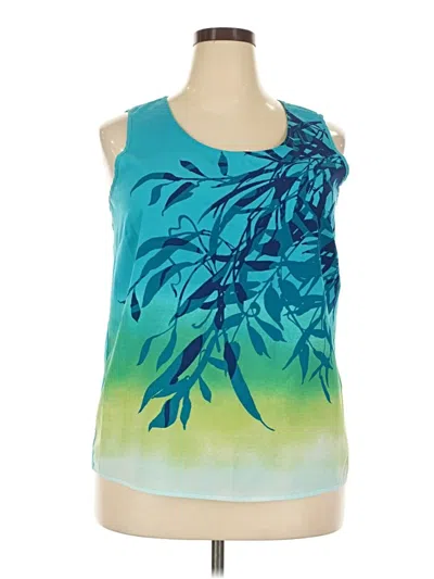 Pre-owned Jaclyn Smith Sleeveless Top Teal Halter Neckline Tops