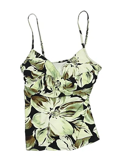 Pre-owned Jaclyn Smith Swimsuit Top Green Floral Pattern Swimwear