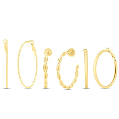 Jaclyn Smith Textured Gold Hoop Earrings Set Of 3