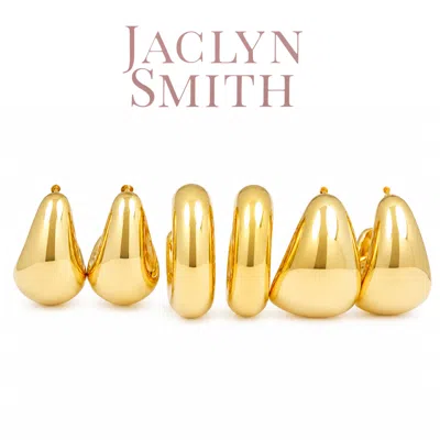 Jaclyn Smith Unique Gold Hoop Earrings Set Of 3