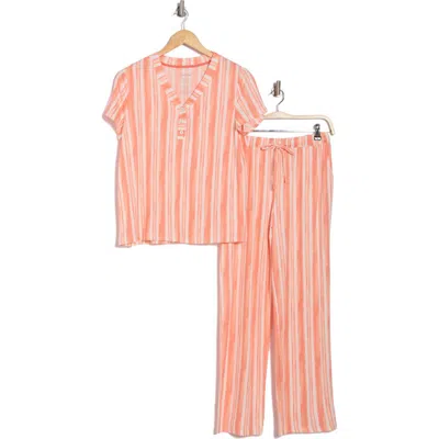 Jaclyn Stripe Pajamas In Sandy Vertical Stripe White