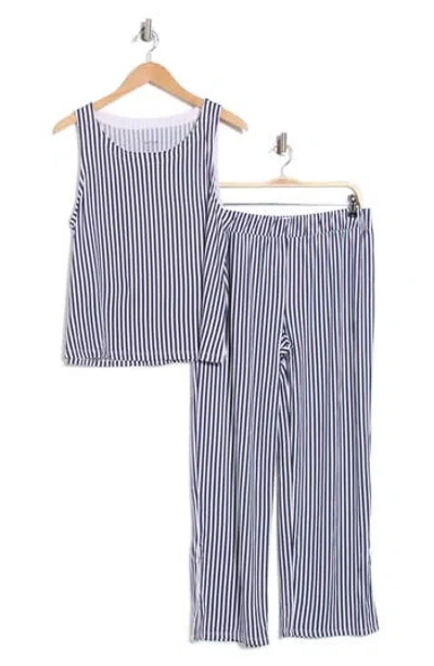 Jaclyn Stripe Tank & Pants Pajamas In Mag Stripe Vertical Peacoat