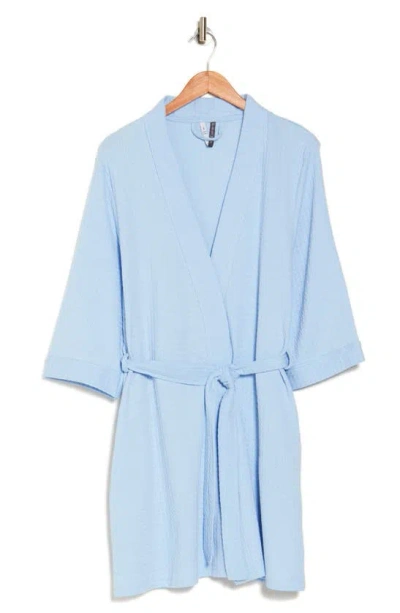 Jaclyn Waffle Knit Robe In Chambray Blue