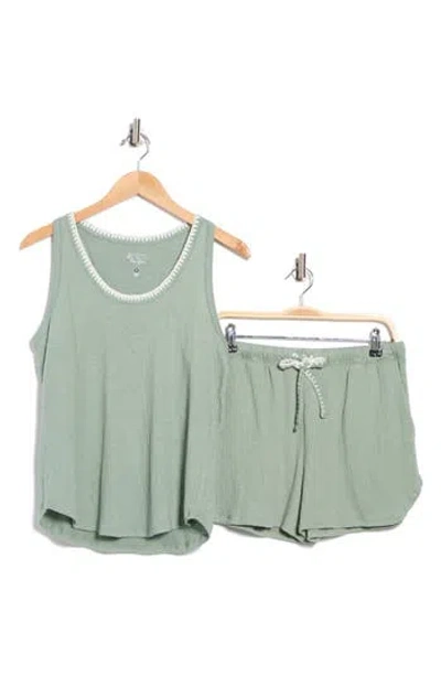 Jaclyn Whipstitch Short Pajamas In Green