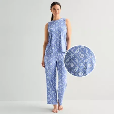 Jaclyn Womens Crew Neck Sleeveless 2-pc. Pajama Set In Blue