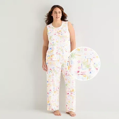 Jaclyn Womens Crew Neck Sleeveless 2-pc. Plus Pajama Set In Multi