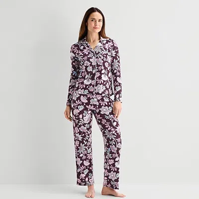 Jaclyn Womens Long Sleeve 2-pc. Pajama Set In Red