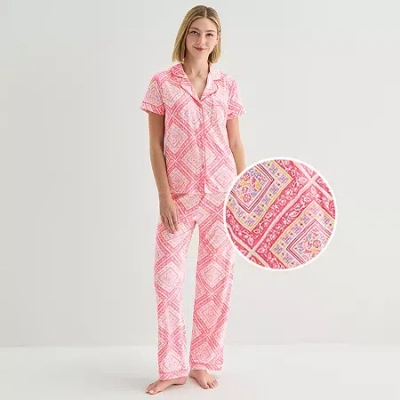 Jaclyn Womens Short Sleeve 2-pc. Pajama Set In Pink