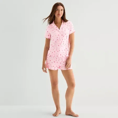 Jaclyn Womens Short Sleeve 2-pc. Pajama Set In Pink
