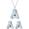 Jacmel Care Bears® Cubic Zirconia & Enamel Charm Bracelet & Stud Earrings Set