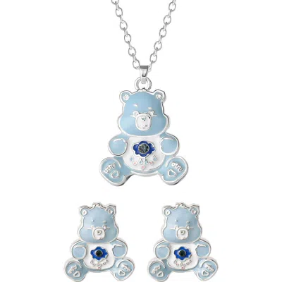 Jacmel Care Bears® Cubic Zirconia & Enamel Charm Bracelet & Stud Earrings Set