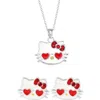 Jacmel Hello Kitty® Cubic Zirconia & Enamel Pendant Necklace & Stud Earrings Set