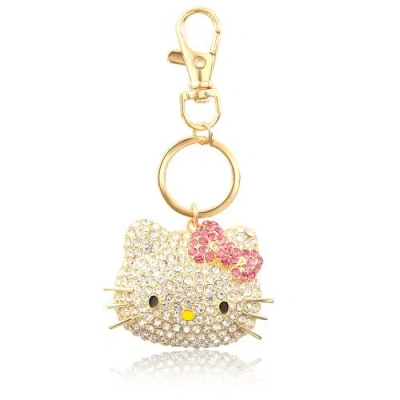 Jacmel Pave Hello Kitty Face 3d Bling Keychain In Gold