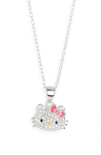 Jacmel X Sanrio Hello Kitty® Pavé Crystal Pendant Necklace In Silver