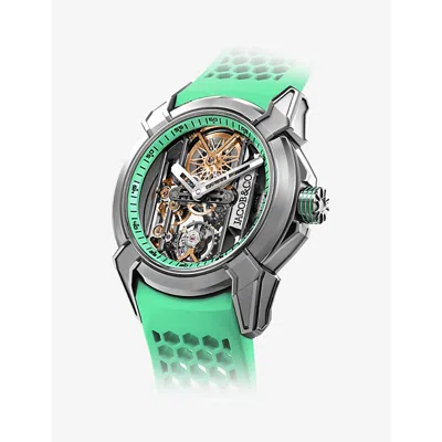Jacob & Co. Jacob And Co Mens Mint Green Ex110.20.aa.ao.a Epic X Skeleton Titanium And Rubber Automatic Watch