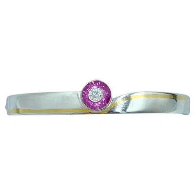 Pre-owned Jacob & Co. Jacob & Co Platinum, Diamond And Pink Sapphire Bangle