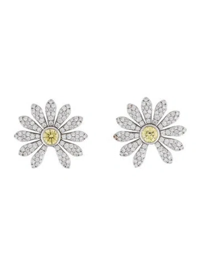 Pre-owned Jacob & Co. X Peaceminusone 18k 1.65ctw Diamond Flower Stud Earrings In Multi