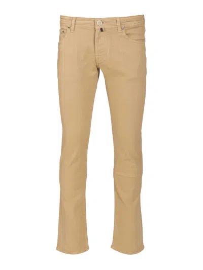 Jacob Cohen Pantalone Slim Fit Gray Tr 1000r Velluto Corda Trousers White In Neutral