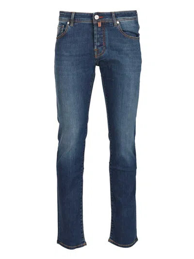 Jacob Cohen 5 Pkt Super Slim Fit Nick Slim V1 10 oz Blu Salpa Bruciato Jeans Blue