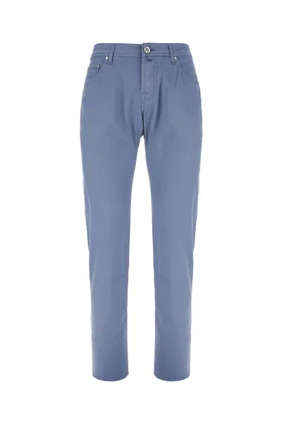 Jacob Cohen Air Force Blue Stretch Cotton Blend Pants In Azure