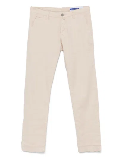 Jacob Cohen Almond Beige Tailored Jeans With Modern Fit And Functional Pockets In White