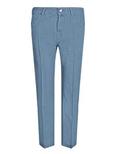 Jacob Cohen Avio Blue Cotton Chamb Pants