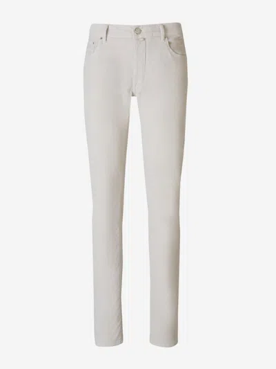 Jacob Cohen Cotton Blend Trousers In White