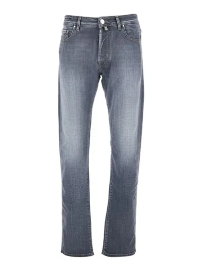 Jacob Cohen Bard Faded Black Jeans With Belt Loops And Logo Patch On The Rear In Denim Man