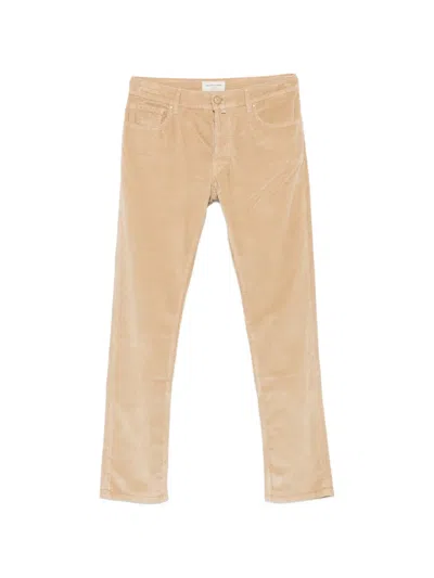 Jacob Cohen Bard Corduroy Logo-patch Trousers In Neutral