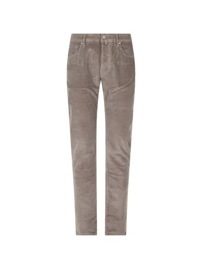 Jacob Cohen Bard Corduroy-effect Straight-leg Cotton Trousers In Brown