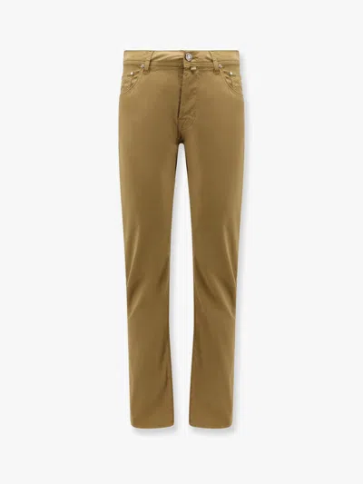 Jacob Cohen Bard Cotton Stretch Trouser With Iconic Handkerchief In Green