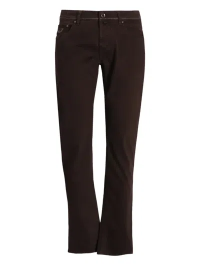 Jacob Cohen Bard Cotton Trousers In Burgundy