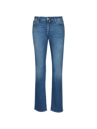 Jacob Cohen Bard Faded-effect Logo-patch Jeans In Blue