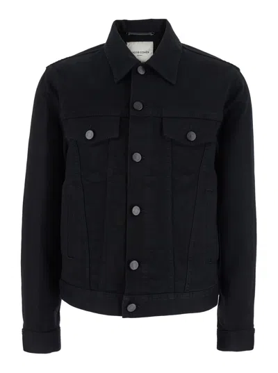 JACOB COHEN BRAD BLACK JACKET WITH CLASSIC COLLAR AND LOGO PATCH ON THE REAR IN DENIM MAN