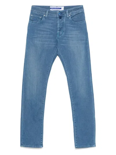 Jacob Cohen Skinny Stretch Cotton Long Jeans In Blue