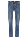 Jacob Cohen Belt Loops Contrast Stitching Faded Jeans In Blue