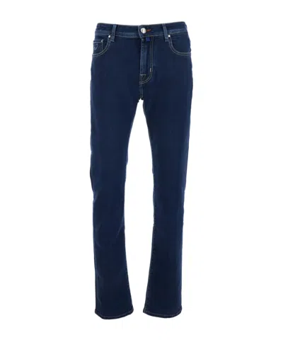 Jacob Cohen Logo-patch Contrast-stitched Jeans In Blue
