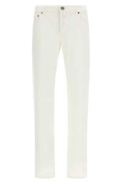 Jacob Cohen Bard Denim Trousers Belt Loops Five Pockets In White