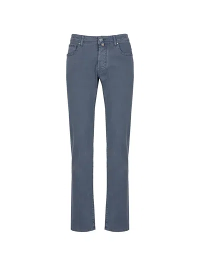 Jacob Cohen Bard Logo-patch Straight-leg Trousers In Blue