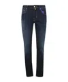 Jacob Cohen 'scott' Blue Skinny Jeans With Contrasting Stitching In Black