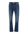 Jacob Cohen Belt Loops Contrast Stitching Faded Jeans In Blue