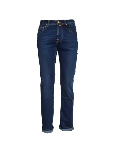 Jacob Cohen Bard Patterned Insert Jeans In Blue