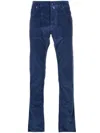 Jacob Cohen Low-rise Straight-leg Corduroy Trousers In Blue
