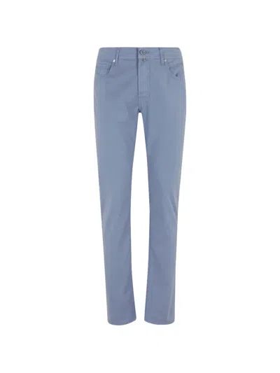 Jacob Cohen Straight Leg Cotton Pants Five Pocket Design In Blue