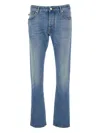 Jacob Cohen 'bard' Light Blue Five Pocket Jeans With Logo Patch On The Back In Blue