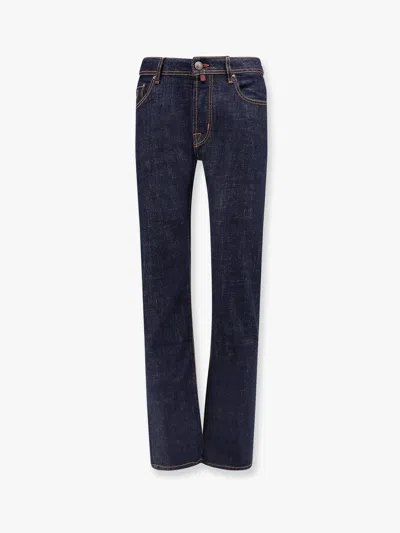 Jacob Cohen Bard Stretch Cotton Jeans With Iconic Handkerchief In Blue