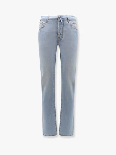 Jacob Cohen Bard Stretch Cotton Jeans With Iconic Handkerchief In Blue