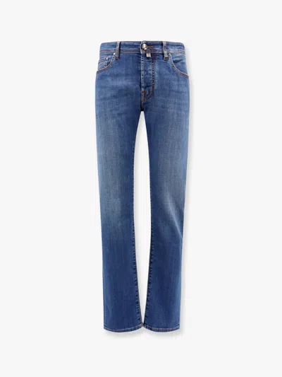 Jacob Cohen Bard Stretch Cotton Jeans With Iconic Handkerchief In Blue