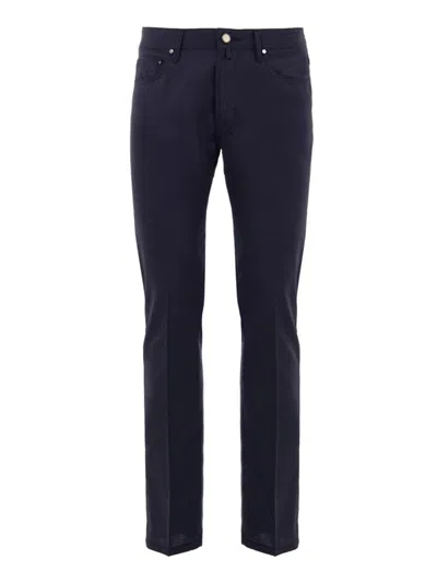 Jacob Cohen Bard Trousers In Blue Slim Wool  In Gold