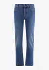 Jacob Cohen Stitched Denim Trousers Featuring Belt Loops In Blue